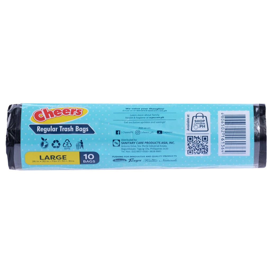 Cheers Black Trash Bag Large 10 Bags (1 Pack)