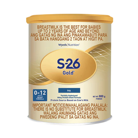 S-26 HA GOLD 800g for 0-12 Months Old Infant Formula Partially Hydrolyzed Whey Protein