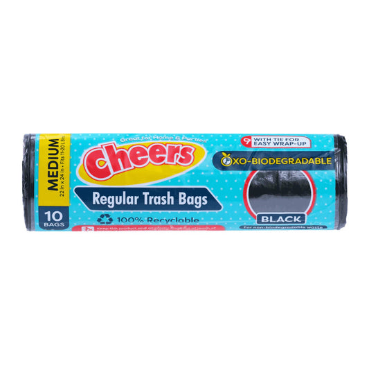 Cheers Black Trash Bag Medium 10 Bags (1 Pack)