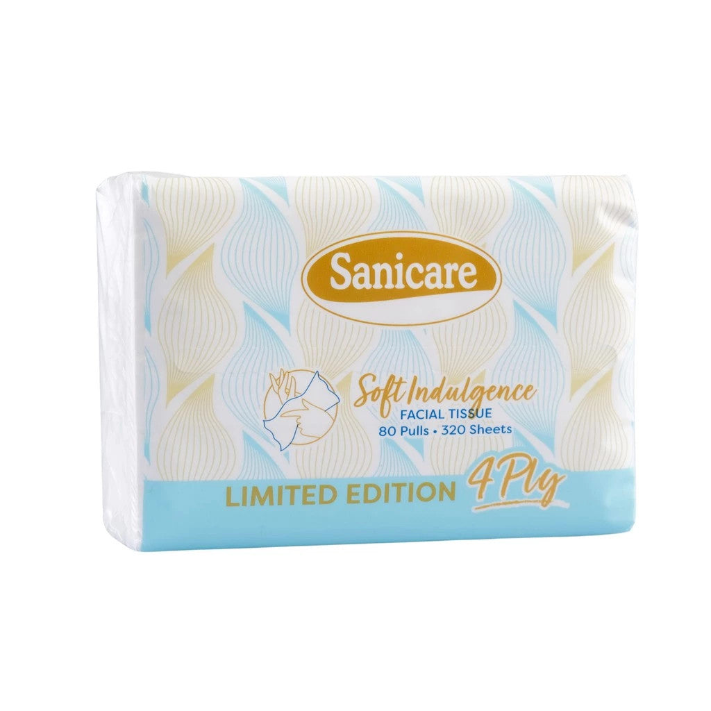Sanicare Soft Indulgence Facial Tissue Travel Pack 80-Pulls 320-Sheets (Pack of 4)