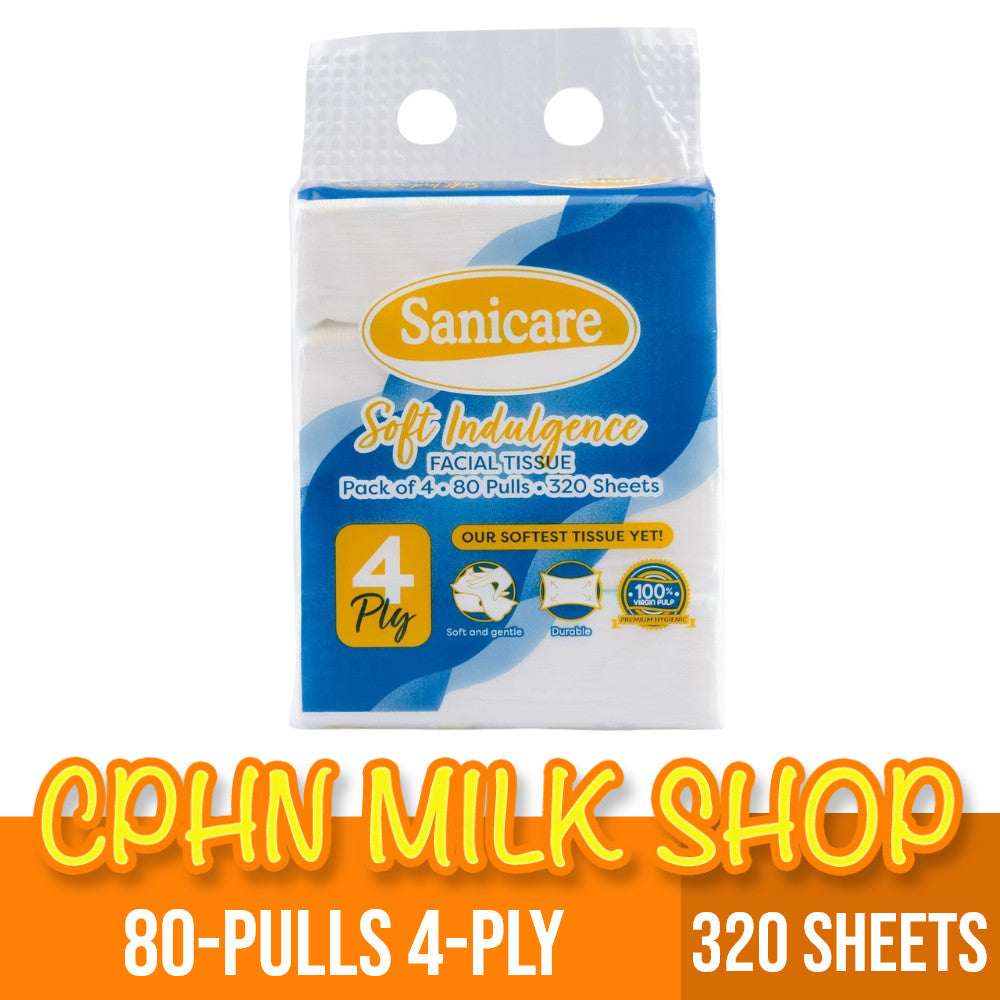 Sanicare Soft Indulgence Facial Tissue Travel Pack 80-Pulls 320-Sheets (Pack of 4)
