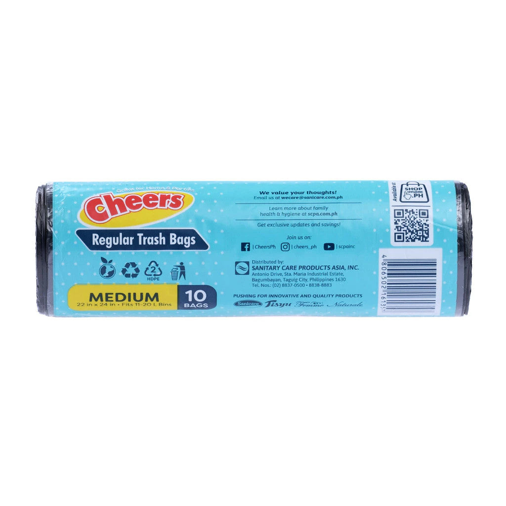 Cheers Black Trash Bag Medium 10 Bags (1 Pack)