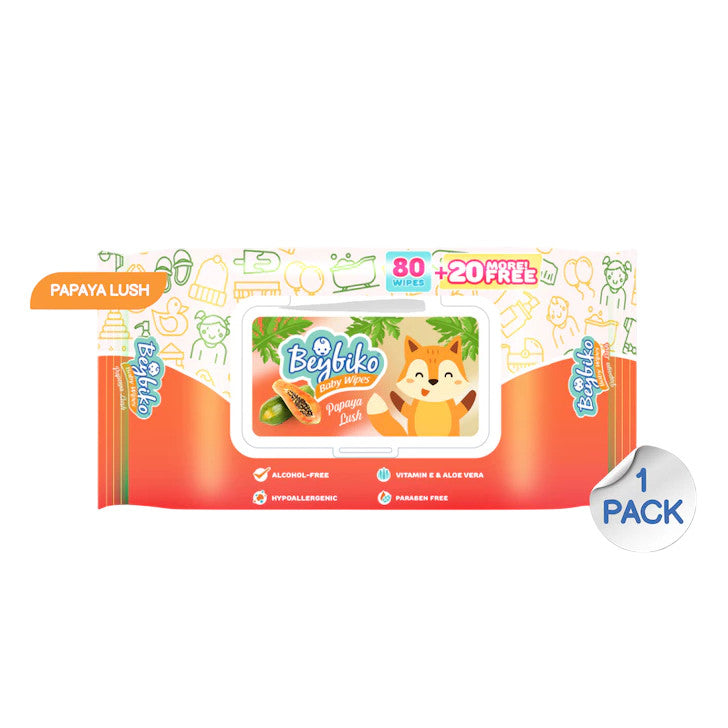 Beybiko Baby Wipes Papaya Lush 100 Sheets