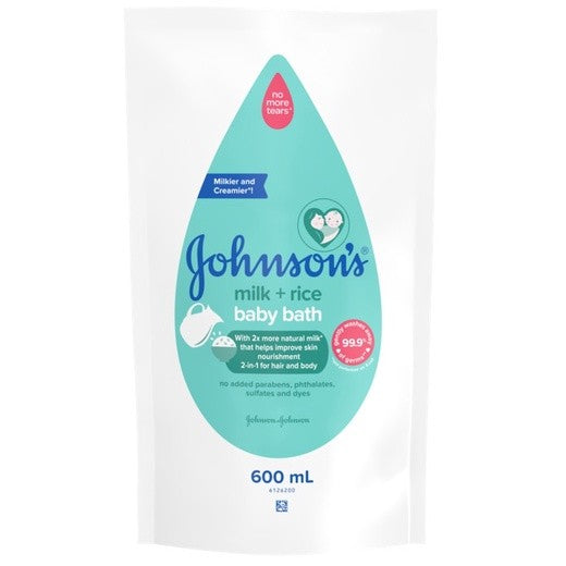 Johnson's Milk+Rice Baby Bath 600ml Refill