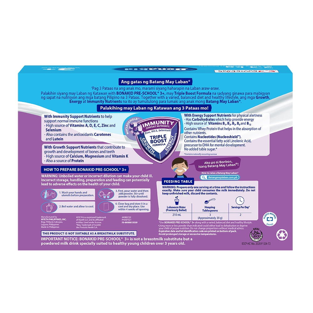 BONAKID PRE-SCHOOL® 3+ 2.4kg for Children Over 3 Years Old Powdered Milk Drink